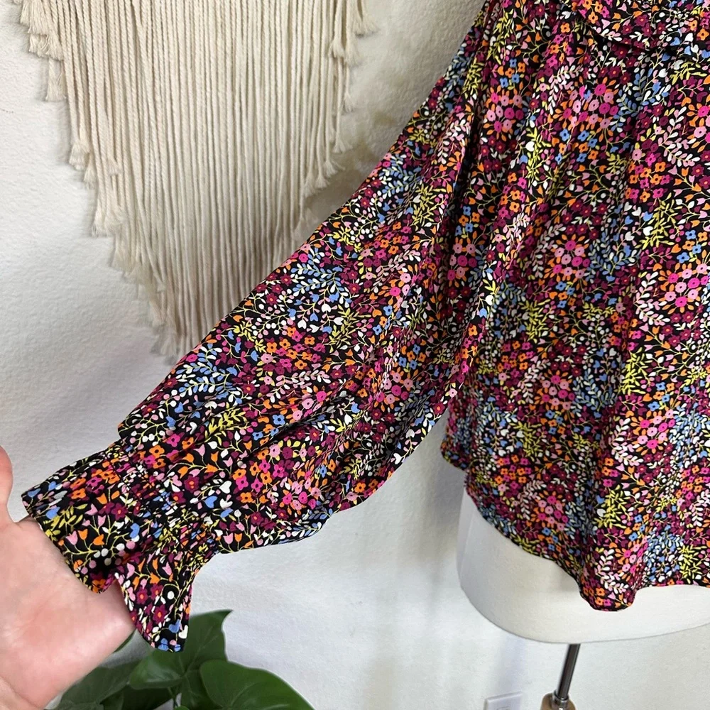 Boden colorful floral Ruffled Long Sleeve Blouse Size 8